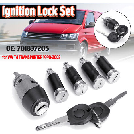 Car Auto Ignition Switch Lock Barrel + 4 Door Lock Set For VW Transporter MK4 T4 Caravelle