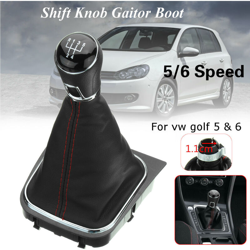 Insma - Car Auto Vehicle 5/6 Speed Gear Shift Knob Lever Leather Gaitor Gaiter Boot Cover For vw Golf 5 6