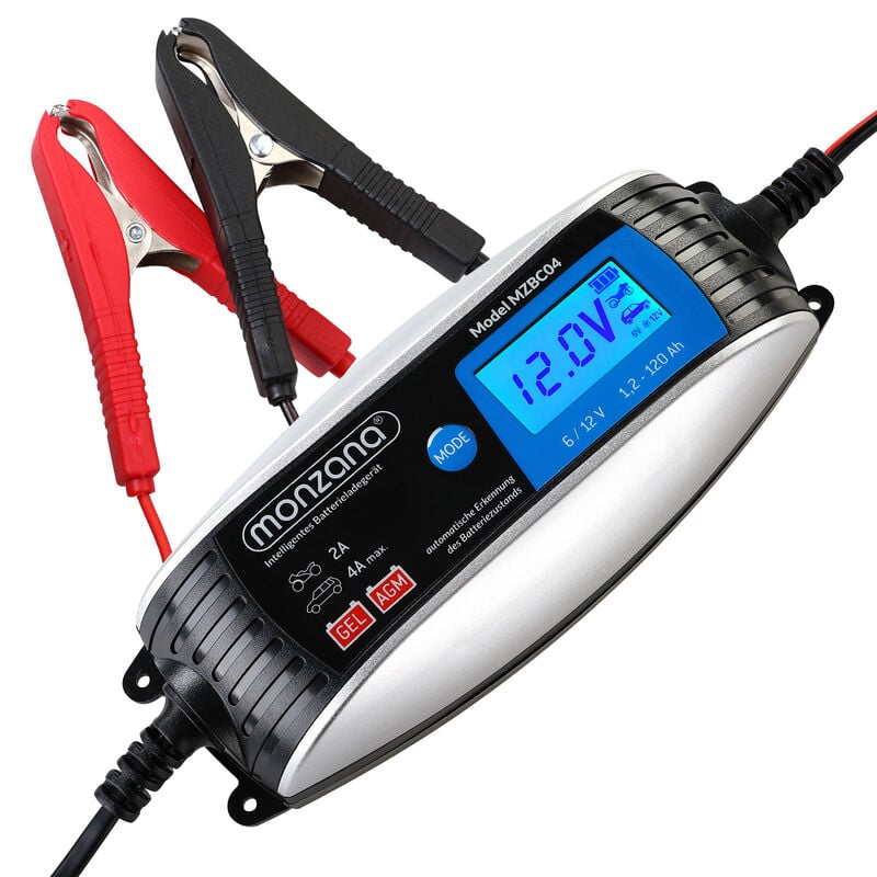 Monzana - Car battery charger fully automatic 6V 12V car motorcycle charger lcd screen trickle charge