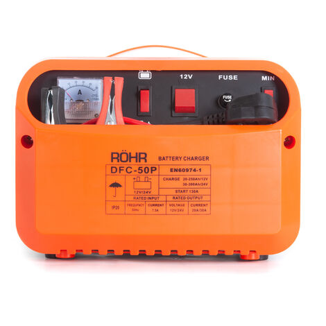 Car Battery Charger RÖHR DFC-50P 12V / 24V 30a Portable Jump Starter Trickle / Turbo Charge with Pulse Repair - 1 Year Warranty