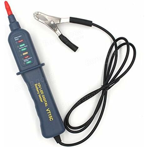 12 Volt Advanced SOH, Voltage and AMPs Digital Battery Tester with  Alligator Clamp Cable