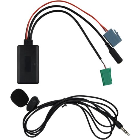 Car Bluetooth Audio Adapter, Bluetooth Adapter Car Aux Cable 6 Pin AUX-IN Cable Audio Splitter with Microphone, Car Stereo AUX-IN Adapter Compatible with Renault Clio/Espace/Kangoo/Laguna/Megane