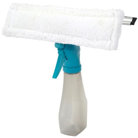 Car Care Cleaning Range 3 in 1 Microfibre Window Cleaner with Spray Bottle, Grey/Teal