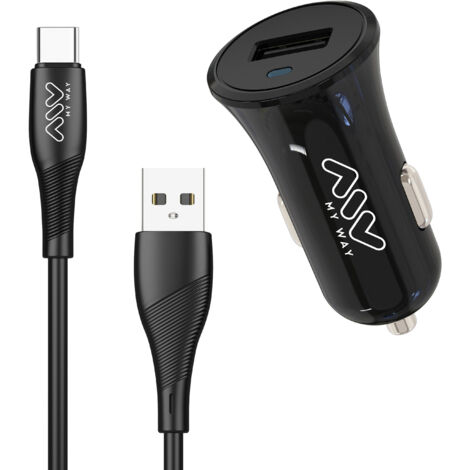 CAR CHARGER USB + Kabel Typ C 2A 15,6X8X3CM ABS NE