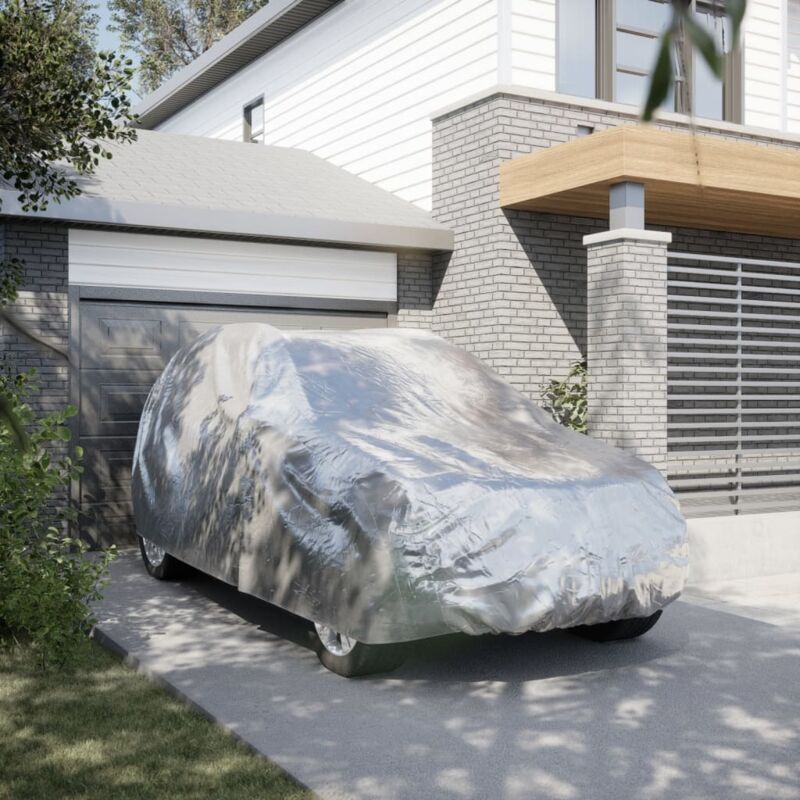 Car Cover for SUV with Buckle Straps Full Silver L vidaXL