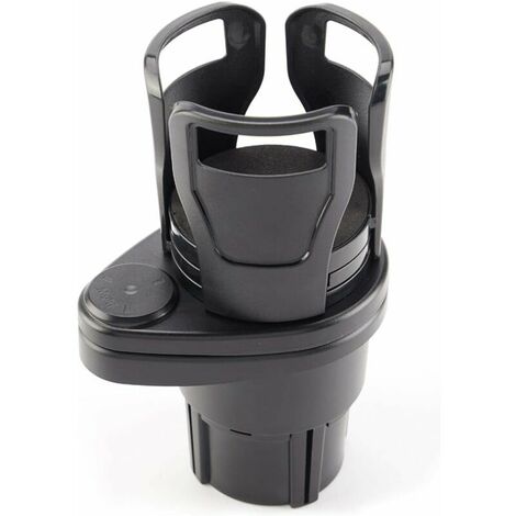 Car Cup Holder, Car Drink Holder, 2 in 1 Multi-Functional Car Drink Holder 360 Degree Rotating Adjustable Double Bottle Holder (Black)