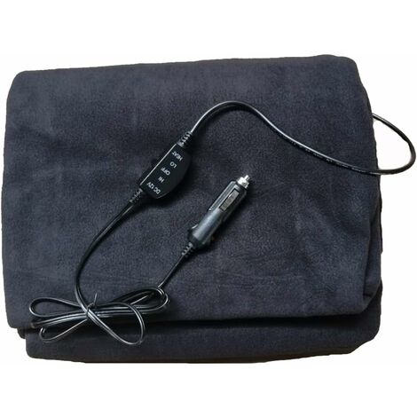 Car Electric Heated Blanket, RV Heated Fleece 12 Volt Heated Travel Blanket, for Cold Weather Kits Cozy Bed Warmer (Black)
