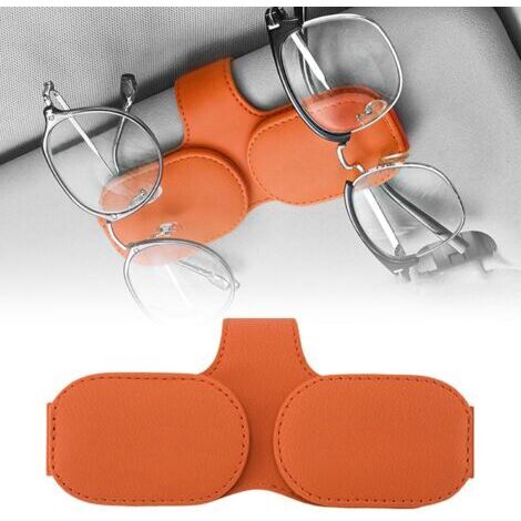Car Glasses Holder, Magnetic Car Glasses Holder, Multifunctional Car Glasses Organizer, Car Accessories, Car Gadget Sun Visor Accessory Clip (Orange)