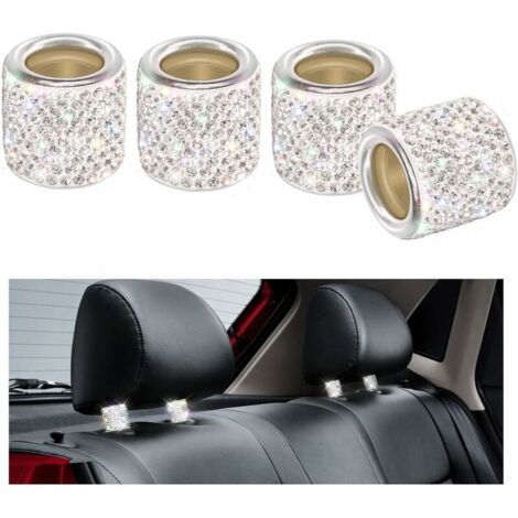 Car Headrest Collar 4pcs Crystal Universal Chrome Car Interior Decoration