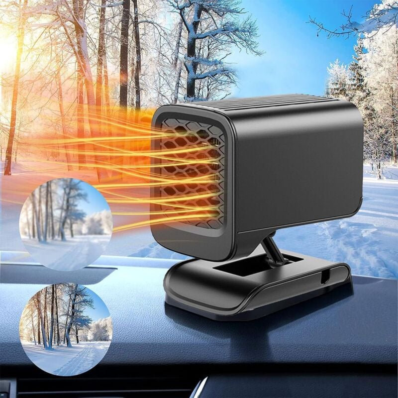 Linghhang - Car Heater, 2 in 1 12V 150W Portable Car Heater Cooling Fan, Car Heating Fan Windshield Defroster, 360° Rotatable