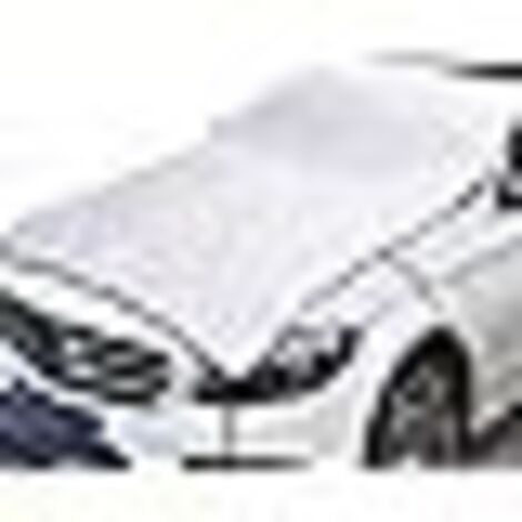Car Hood Cover, Multi-Layer Thickening Waterproof Coat for Front Windshield Hood, All Seasons Foldable Shield with Fixed Strap, Universal Half Car Snow Cover (Silver)
