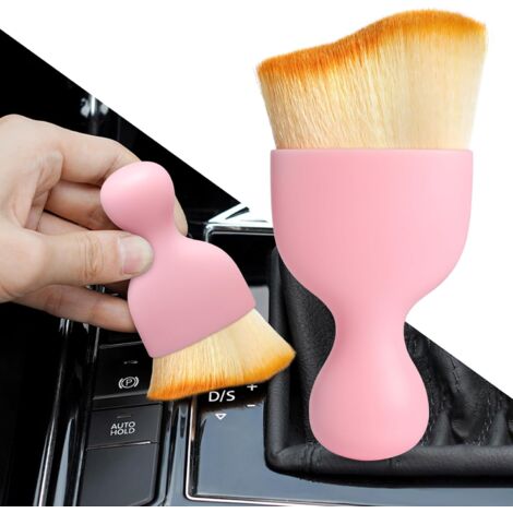 Car Interior Dust Brush, Car Detailing Brush, Soft Bristles Detailing Brush Dusting Tool for Automotive Dashboard, Air Conditioner Vents, Leather, Computer,Scratch Free（Pink）