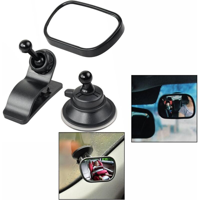 Car Interior Safety Seat Mirror, Baby Rear View Mirror, Adjustable Monitor Mirror with Suction Cup and Clip for Car Use