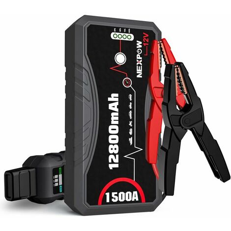 Car Jump Starter, 1500A Peak 12800mAh Q10S Battery Jump Starter (Up to 7.0L Gas and 5.5L Diesel Engine)Lithium Jump Starter Box with LED Light/USB QC3.012V Auto Battery Booster
