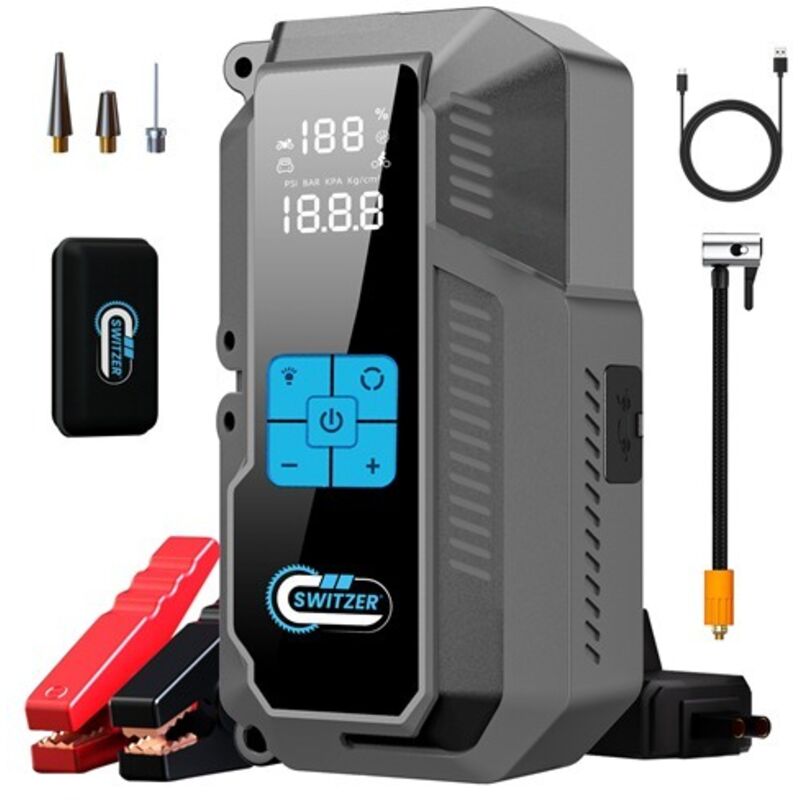 Car Jump Starter 3000A with Air Compressor 12V Battery Booster Power Pack Bank