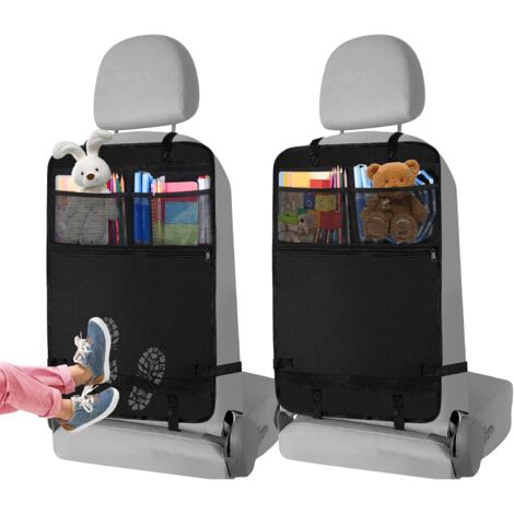 Car Organizer, Waterproof and Easy-to-Clean Oxford Fabric Protector with Mesh Pockets for iPad Tablet, Children's Car Organizer (2 pieces)