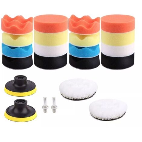 Car polishing sponge, polishing sponge kit with M10 drill adapter, set of 11 polishing pads, wool hair removal pads for polisher