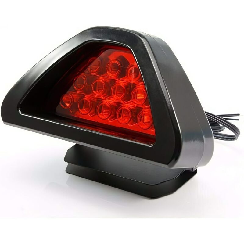 Linghhang - Car Rear Brake Light, 12V Universal 12 led Third Brake Light, Fog Tail Light Strobe Flash, Red Light & Red Shell