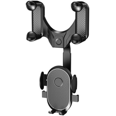 Car Rearview Mirror Phone Holder, Car Mobile Phone Mount, 360° Flexible Retractable Multifunctional Rotating Car Phone Holder
