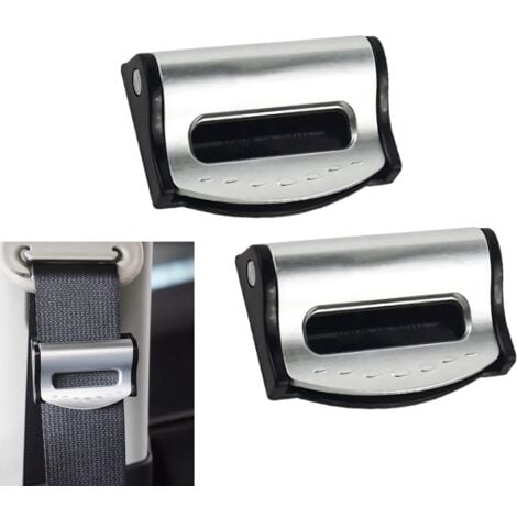 AOUGO Car Seat Belt Adjuster, Car Seat Belt Clip, Car Seat Belt Lock, Seat Belt Adjuster Clip, Non-Slip, Adjustable (Silver)
