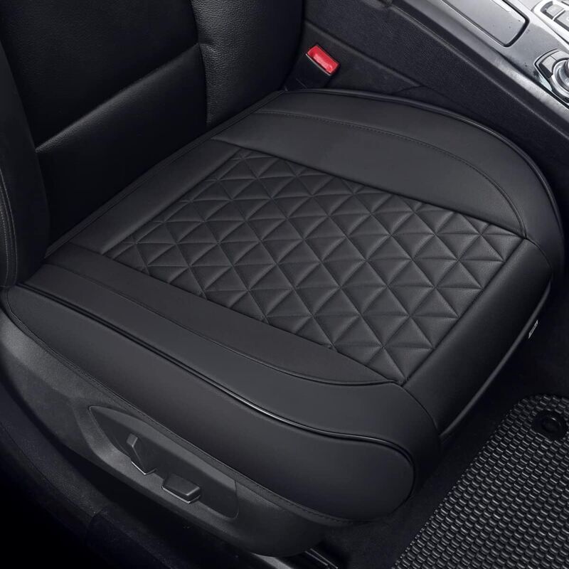 Car seat cover, front seat cushion, non-slip, wrap-around bottom, compatible with 95% of vehicles - 1 piece, black