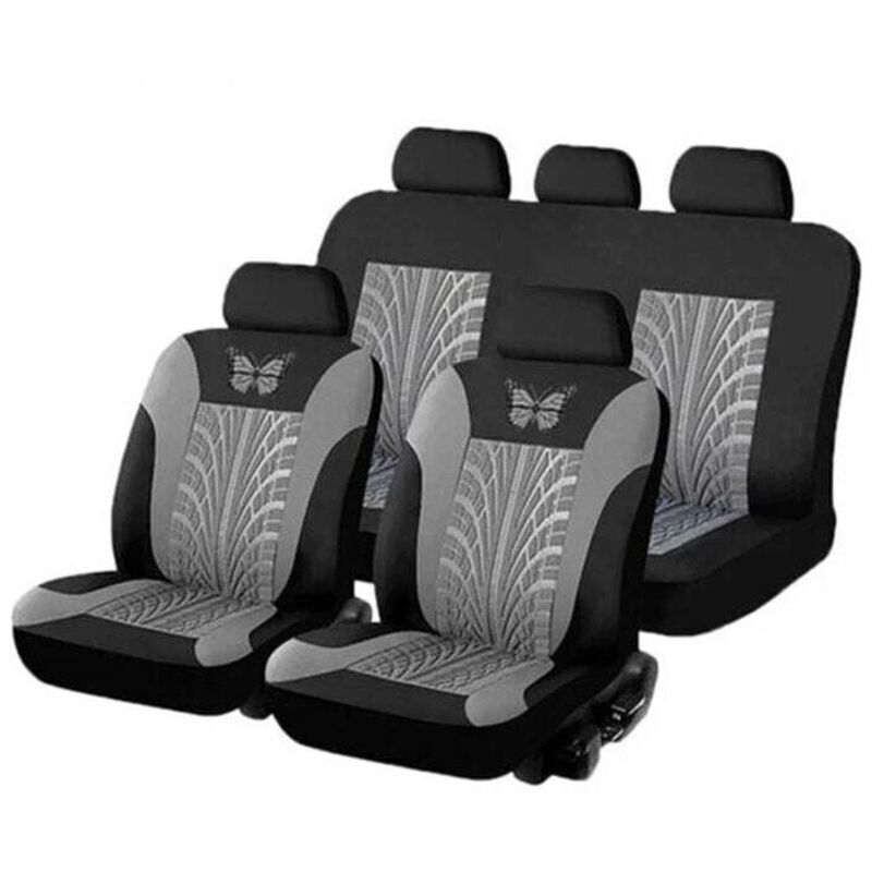 Car seat cover, universal car seat cover set, covers for front and rear seats, grey
