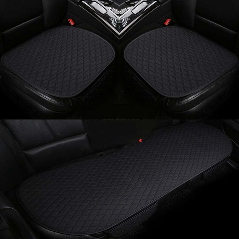 Car Seat Cushion, Car Seat Cushion Seat Cover, Comfortable Non-Slip Chair Mat Pad Auto Seat Cover for Car Front and Rear Seats (Black,3pcs)
