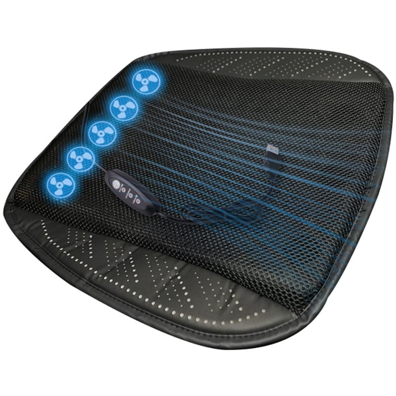 Lifcausal - Coussin de ventilateur de siège de voiture pour la conduite estivale Housse de siège de voiture rafraîchissante avec 5 ventilateurs et 3