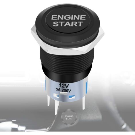 Car Start Button, Engine Start Push Button, 12V Push Button Switch, Waterproof LED Button Switch, Ignition Push Button, On/Off Ignition Switch