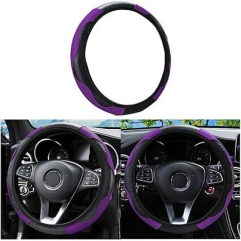 15-Inch Black Faux Leather Steering Wheel Cover – Breathable & Anti-Slip – Universal Fit For Ford