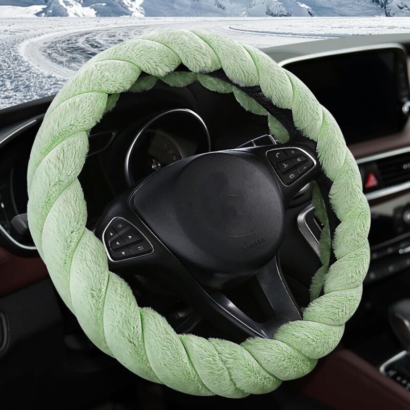 Car Steering Wheel Protector, Car Steering Wheel Cover, Car Steering Wheel Cover, Plush Steering Wheel Cover, Comfortable Elastic Cover (Green)