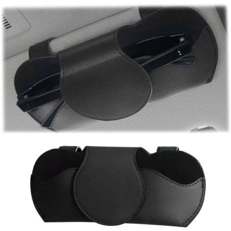 Car Sun Visor Glasses Holder, PU Leather Car Glasses Case, Magnetic Car Glasses Holder, Universal Car Interior Accessory, for Cars (Black)