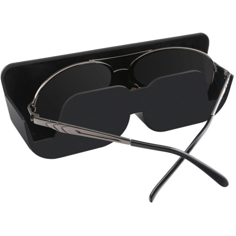 Car Sunglasses Storage Box and Clip-on Sunglasses Holder for Sun Visor, Leather Car Sunglasses Case Organizer, Car Sunglasses Visor