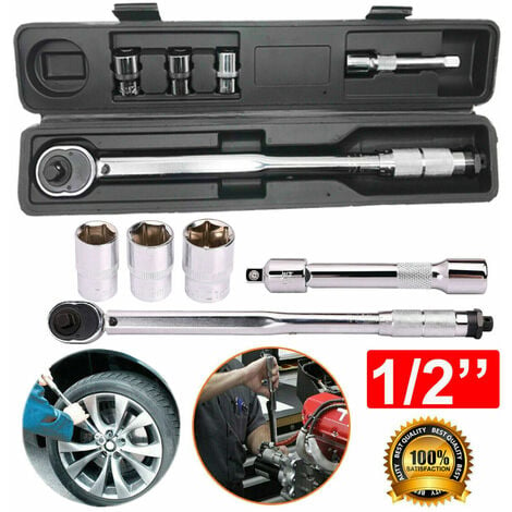 BRIEFNESS Car Torque Wrench Spanner Kit Hand Tool 1/2" 28-210Nm Socket Set 17 19 21mm Tool