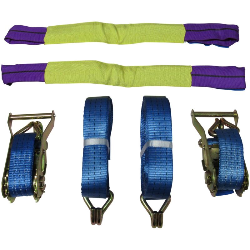 Securefix Direct - Car Trailer Transporter Recovery Straps (35MM 6M Set of 2 Truck Heavy Duty Alloy Wheel Blue)