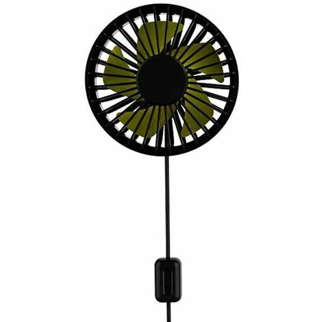 Car USB Fan with Night Light, 360 ° Rotating Clip Fan for Vehicle Air Circulation, 3-Speed ​​Wind-Speed ​​Air Conditioning Fan for Car, Truck, SUV, RV, Outdoor, Black