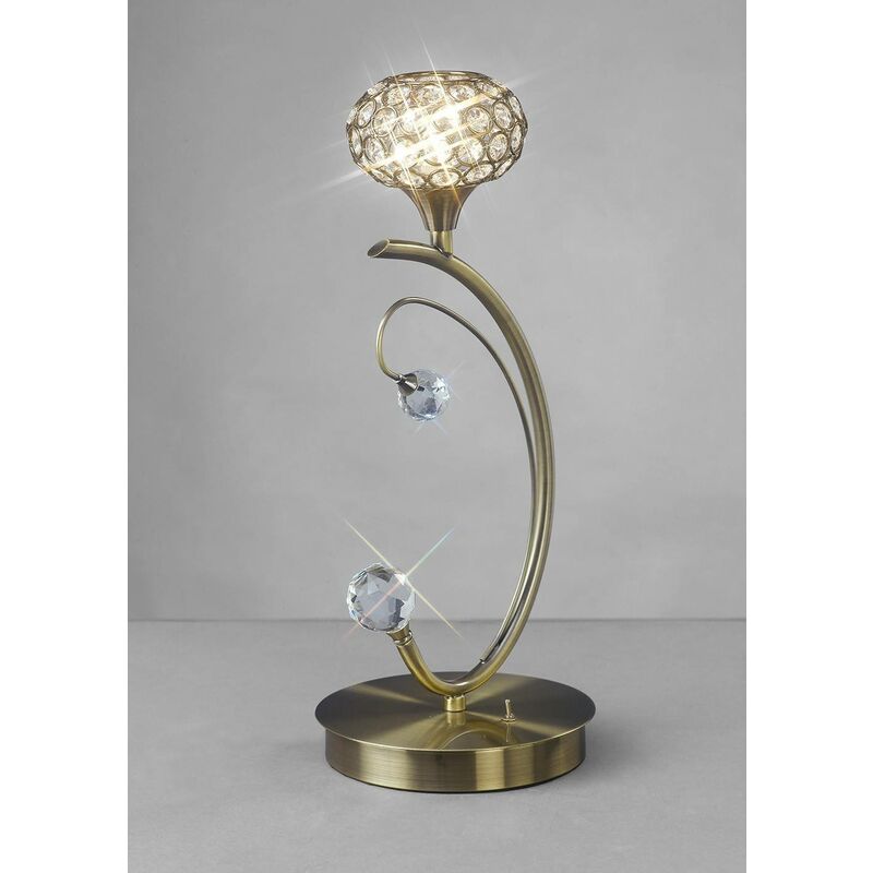 Cara Table Lamp 1 Bulb antique brass / crystal