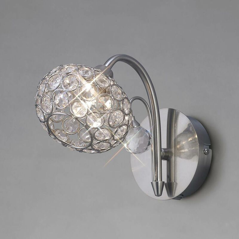 09diyas - Cara wall light with switch 1 Satin nickel / crystal bulb