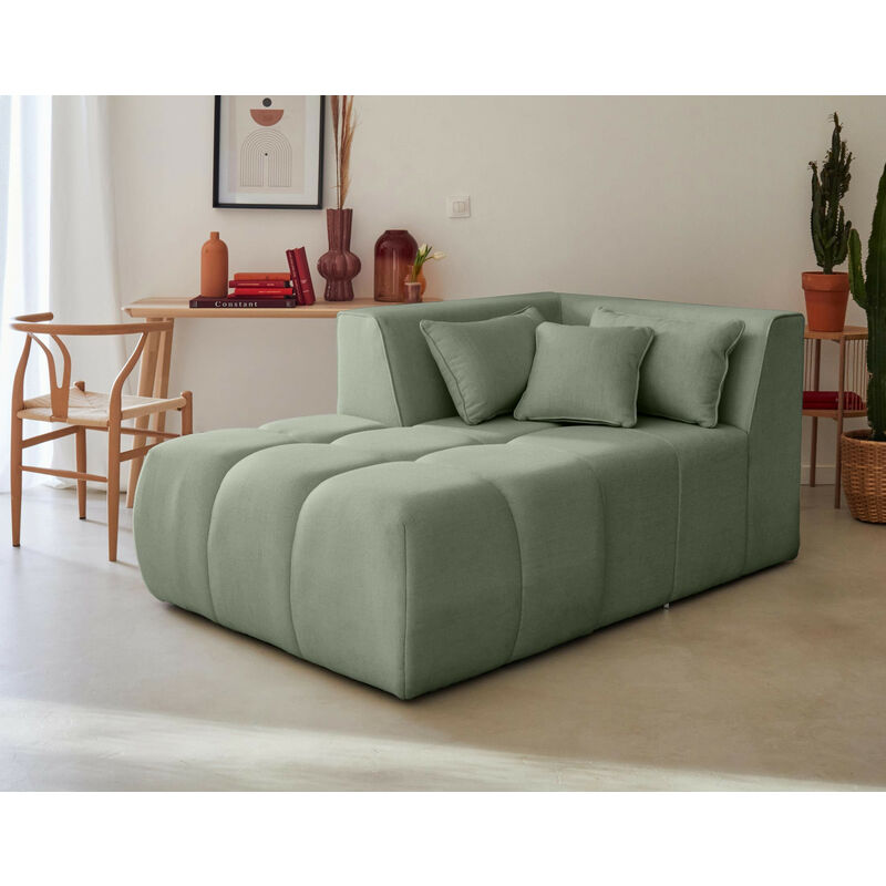 Lisa Design - Caracas - module d'assise méridienne gauche - en tissu - vert sauge
