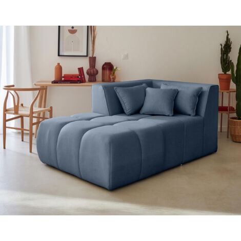 Caracas - modulsofa recamiere links - aus stoff - blau