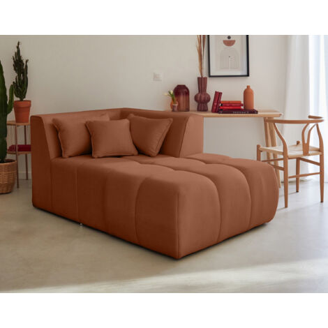 Caracas - modulsofa recamiere rechts - aus stoff - rostfarben