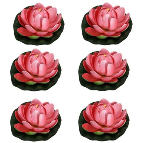 Caractéristique De l'eau Lotus Artificiel Fleur De Lotus Artificielle Faux Flottant Nénuphar Jardin Étang Fish Tank Décor Pêche Rouge 6pcs