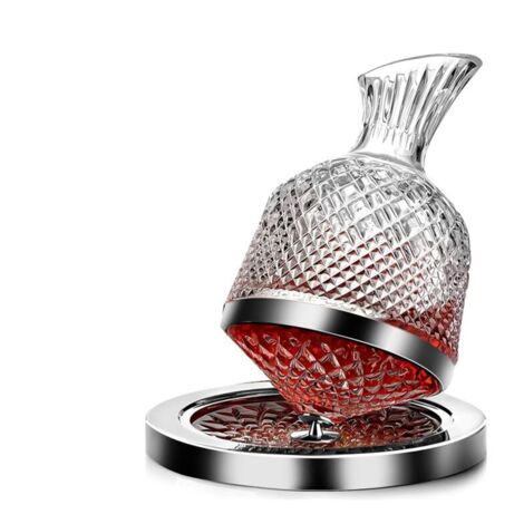 Carafe à Vin Rouge 50oz/1500ml, en Verre Cristal Sans Plomb, Carafes Rotatives 360° pour Whisky