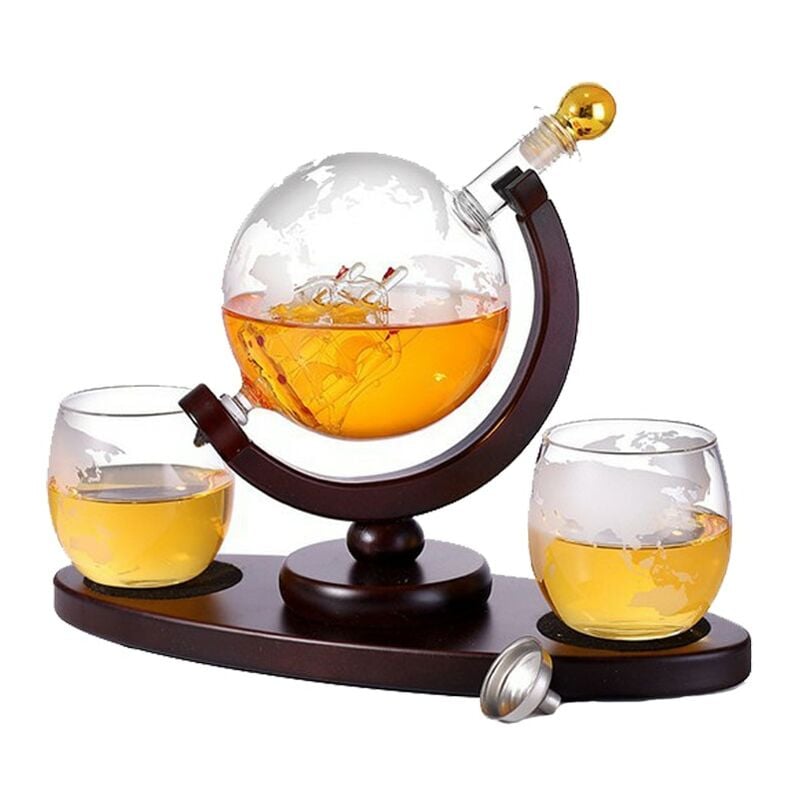 Jusch - Carafe à whisky, verre/bois, 900 ml, marron/transparent
