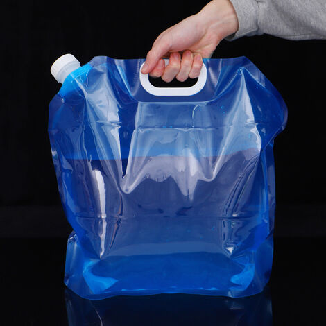 Carafe d'eau potable. Lot de 2 portables pliables (5L/10L) pour randonnée, camping, pique-nique, voyage, barbecue.Bleu.