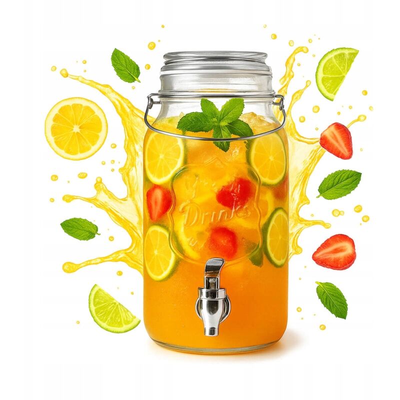 Carafe en verre de 4 L avec robinet pour limonade, jus, eau, distributeur d'eau pour mariage