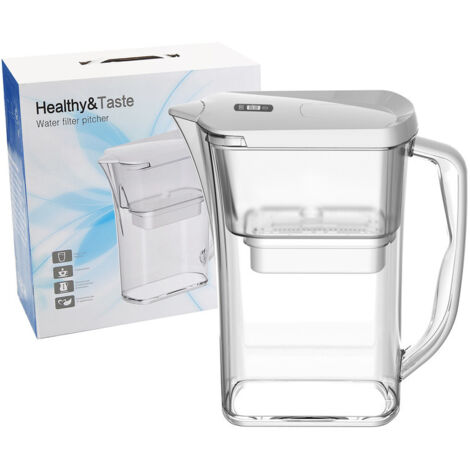 Carafe filtrante 2,5 L – Filtration 150 L – Réduit le chlore, le calcaire et les métaux lourds – Carafe d’eau filtrante écologique sans BPA 248110268 mm