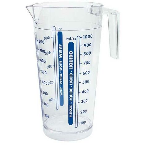 Carafe graduée 1,0 L en polystyrène durable – Poignée ergonomique – Bec verseur pour service précis – Compatible lave-vaisselle – Cosmoplast
