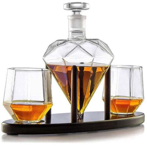 Caraffa Diamante Trasparente Northix con Bicchieri e Vassoio