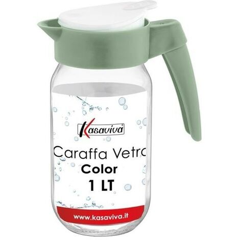 Relaxdays Caraffa in Vetro con 4 Bicchieri, Set Cucina e Tavola, Bottiglia  1 Litro, Tappo Dosatore, Brocca, Trasparente